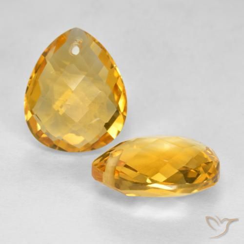 Pedras preciosas de Citrino Dourado Escuro natural de 7.38 ct, Formato de pêra, VVS-VS