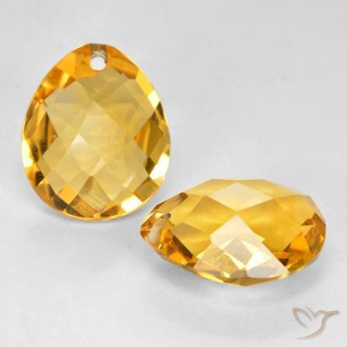 Pedras preciosas de Citrino Laranja Dourado Profundo natural de 7.09 ct, Formato de pêra, VVS-VS