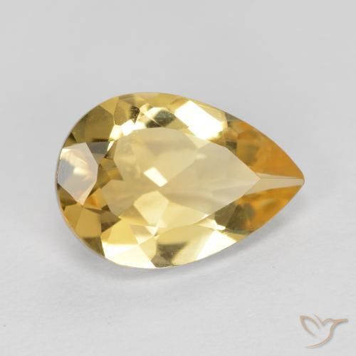Citrino Dourado médio Natural 1.63ct, Formato de pêra, VVS-VS