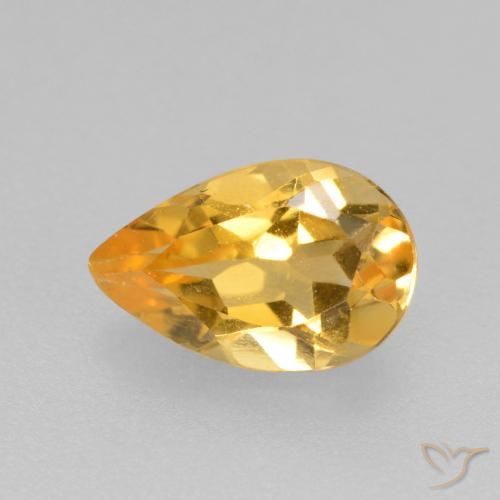 0.77ct Natural Dourado Médio-escuro Citrino, Formato de pêra, VS
