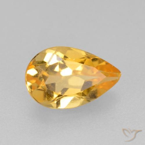 Citrino Dourado Médio-escuro Natural 0.77ct, Formato de pêra, VS