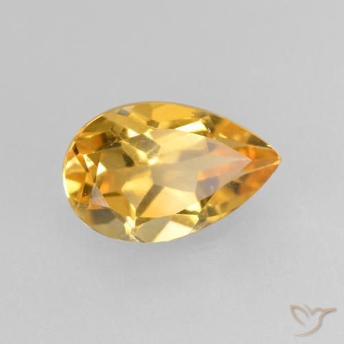 Citrino Dourado Escuro Natural 0.87ct, Formato de pêra, VS