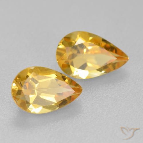 Pedras preciosas de Citrino Laranja Dourado Profundo natural de 1.61 ct, Formato de pêra, VS