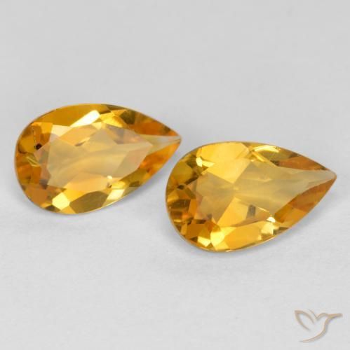 Pedras preciosas de Citrino Laranja escuro-dourado natural de 1.40 ct, Formato de pêra, VS