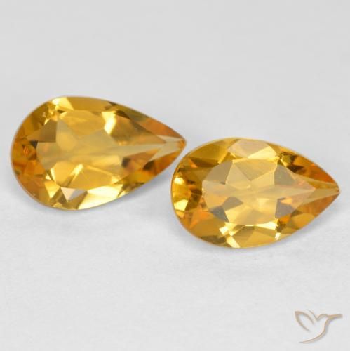 Pedras preciosas de Citrino Laranja Dourado Profundo natural de 1.58 ct, Formato de pêra, VS