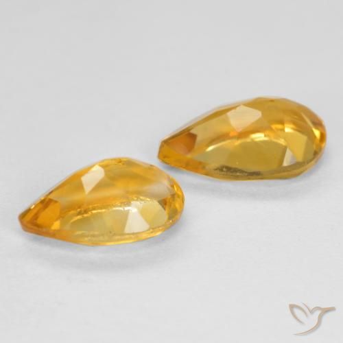 Pedras preciosas de Citrino Laranja Dourado Profundo natural de 1.58 ct, Formato de pêra, VS