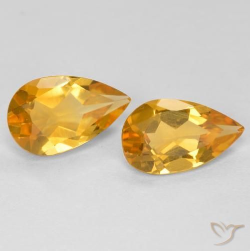 Pedras preciosas de Citrino Dourado Escuro natural de 1.38 ct, Formato de pêra, VS