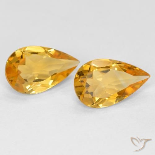 Pedras preciosas de Citrino Dourado Médio-escuro natural de 1.23 ct, Formato de pêra, VS