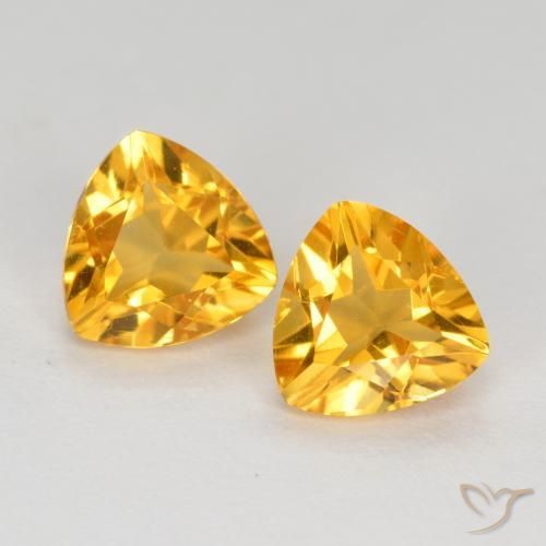 Pedras preciosas de Citrino Dourado Escuro natural de 1.44 ct, Trilhão, VVS-VS