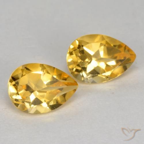 Pedras preciosas de Citrino Dourado Médio-escuro natural de 1.48 ct, Formato de pêra, VS