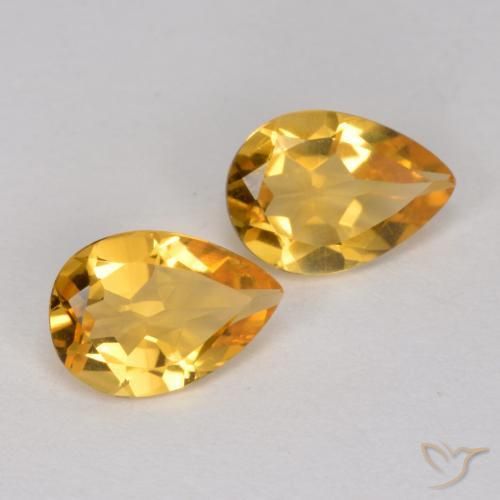 Pedras preciosas de Citrino Laranja Dourado Profundo natural de 1.10 ct, Formato de pêra, VS