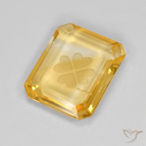 Citrino ouro brilhante Natural 3.20ct, Corte Octógono / Esmeralda, Transparente