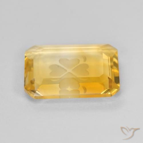 Citrino ouro médio Natural 3.22ct, Corte Octógono / Esmeralda, Transparente