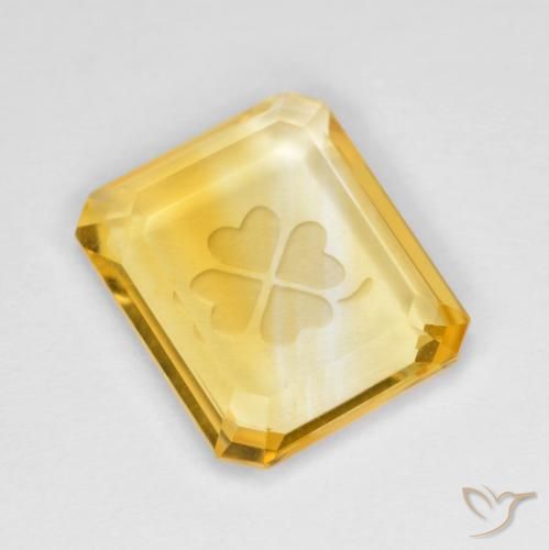 3.45ct Natural Dourado médio Citrino, Corte Esmeralda, Transparente
