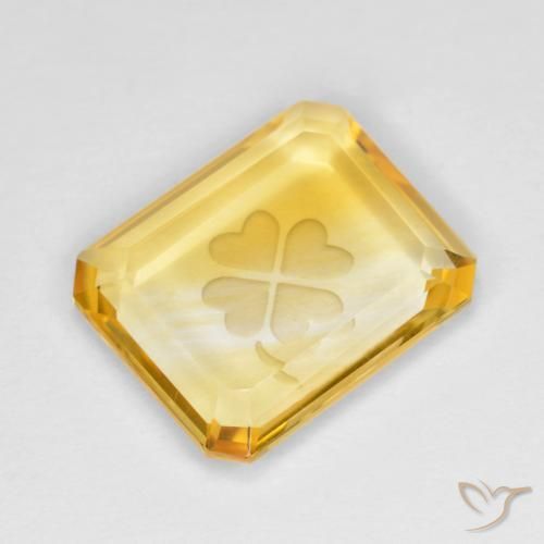 Citrino Dourado médio Natural 3.45ct, Corte Octógono / Esmeralda, Transparente