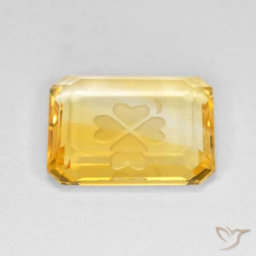 Citrino Dourado médio Natural 3.45ct, Corte Octógono / Esmeralda, Transparente