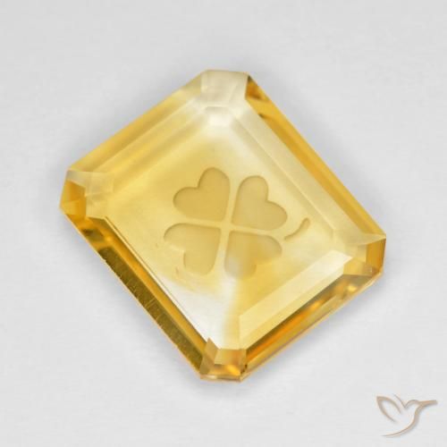3.51ct Natural Dourado médio Citrino, Corte Esmeralda, Transparente