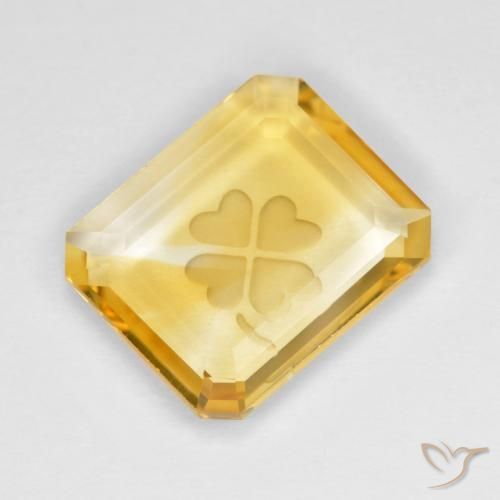 Citrino Dourado médio Natural 3.51ct, Corte Octógono / Esmeralda, Transparente