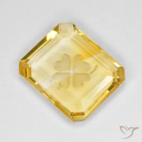 3.39ct Natural Dourado Citrino, Corte Esmeralda, Transparente