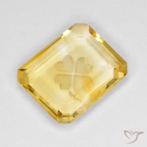 Citrino Dourado Natural 3.39ct, Corte Octógono / Esmeralda, Transparente