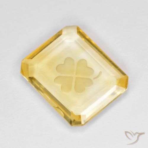 Citrino Dourado Natural 3.09ct, Corte Octógono / Esmeralda, Transparente