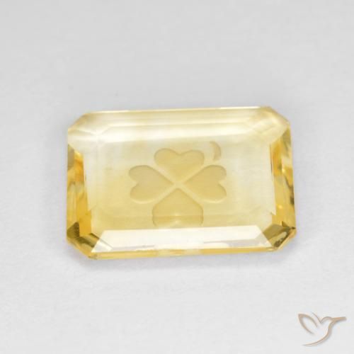 Citrino Dourado Natural 3.09ct, Corte Octógono / Esmeralda, Transparente