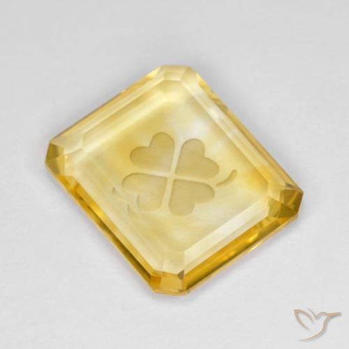 3.40ct Natural ouro médio Citrino, Corte Esmeralda, Transparente