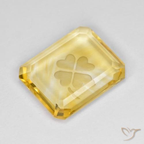 Citrino ouro médio Natural 3.40ct, Corte Octógono / Esmeralda, Transparente