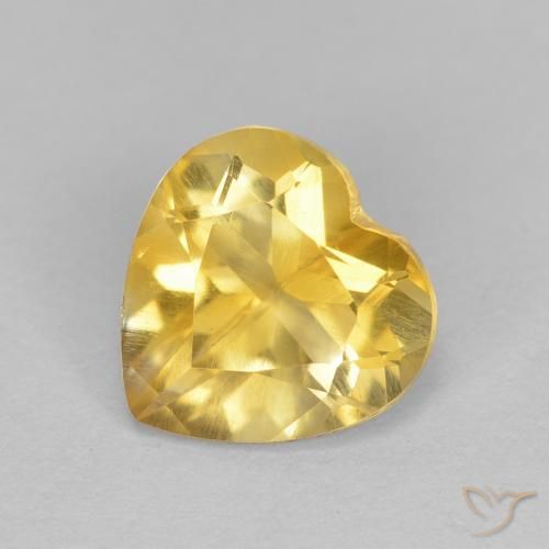 Citrino dourado natural 1,07ct, formato de coração, VS