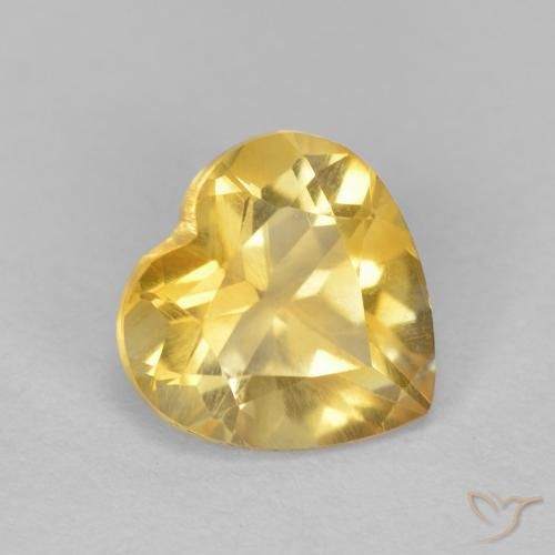 Citrino dourado natural 1,07ct, formato de coração, VS