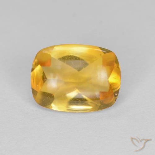 Citrino Dourado Escuro Natural 1.26ct, Almofada, Transparente