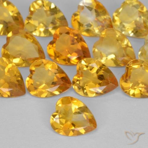 0.44ct Natural Laranja Dourado Profundo Citrino, Coração, VS
