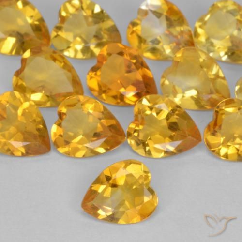 Citrino Laranja Dourado Profundo Natural 0.44ct, Coração, VS
