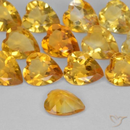 Citrino Laranja Dourado Profundo Natural 0.44ct, Coração, VS