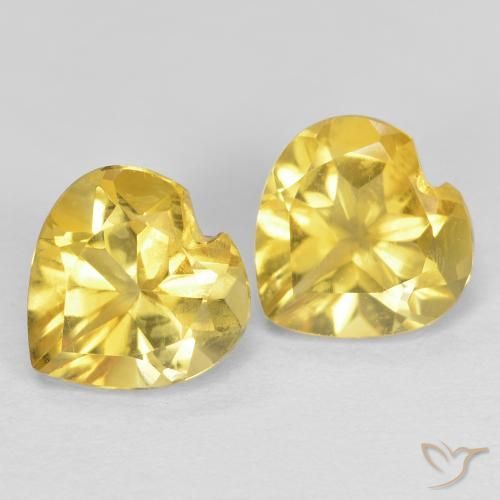1.37ctw Natural amarelo médio Citrino, Coração, VVS-VS