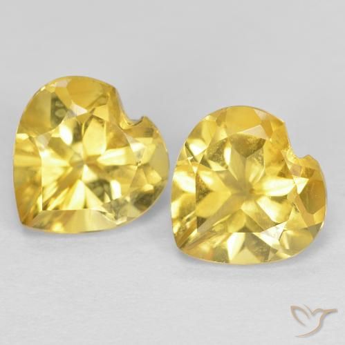 Pedras preciosas de Citrino amarelo médio natural de 1.37 ct, Coração, VVS-VS