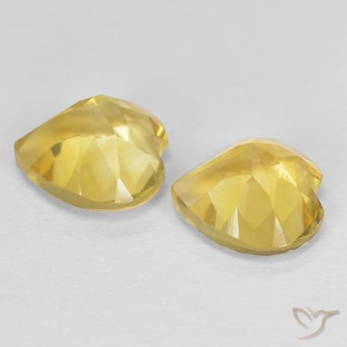 Pedras preciosas de Citrino amarelo médio natural de 1.37 ct, Coração, VVS-VS
