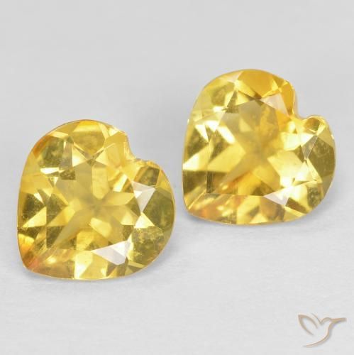 Pedras preciosas de Citrino amarelo médio natural de 1.15 ct, Coração, VVS-VS