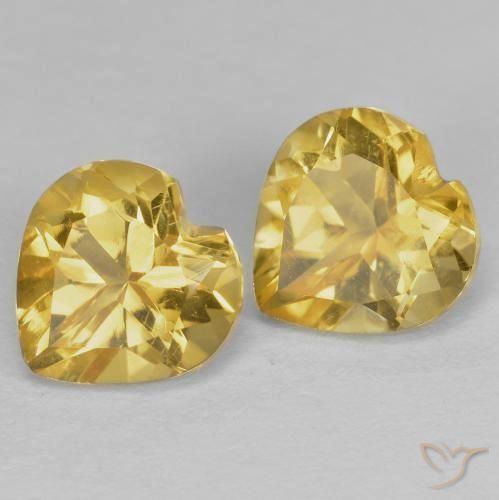 Pedras preciosas de Citrino Dourado natural de 1.52 ct, Coração, VVS-VS