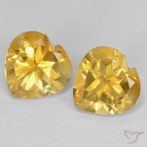 Pedras preciosas de Citrino Dourado natural de 1.37 ct, Coração, VVS-VS