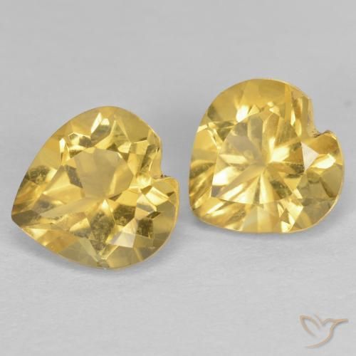 Pedras preciosas de Citrino Dourado natural de 1.53 ct, Coração, VVS-VS
