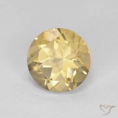 Citrino amarelo médio Natural 1.38ct, Redondo, VVS