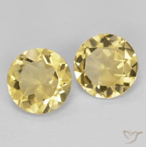 Pedras preciosas de Citrino Amarelo Dourado Claro natural de 2.12 ct, Redondo, VVS