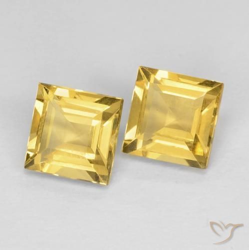 Pedras preciosas de Citrino Dourado natural de 2.17 ct, Quadrado, VVS-VS
