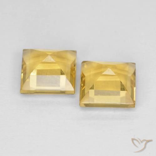 Pedras preciosas de Citrino Dourado natural de 2.17 ct, Quadrado, VVS-VS