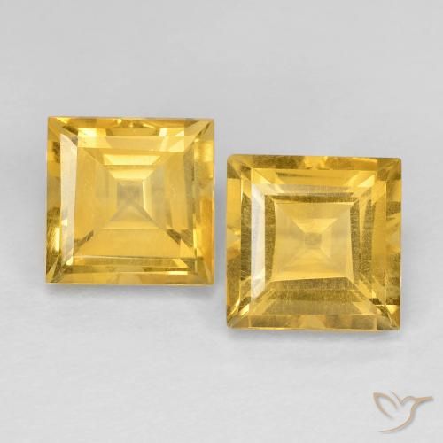 3.73ctw Natural ouro médio Citrino, Quadrado, VVS-VS