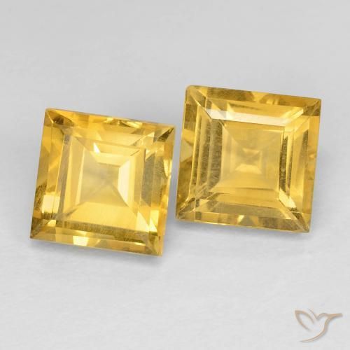 Pedras preciosas de Citrino ouro médio natural de 3.73 ct, Quadrado, VVS-VS