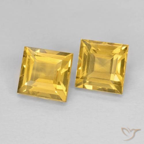 Pedras preciosas de Citrino Dourado natural de 2.18 ct, Quadrado, VS