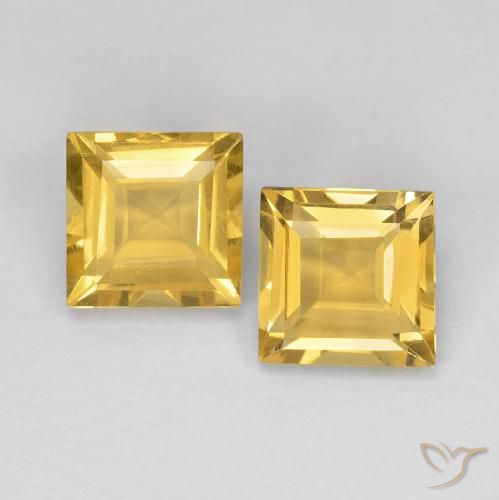 2.11ctw Natural Dourado Citrino, Quadrado, VVS-VS