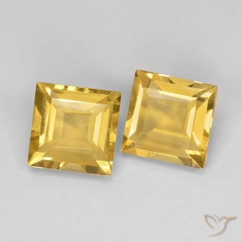 Pedras preciosas de Citrino Dourado natural de 2.11 ct, Quadrado, VVS-VS